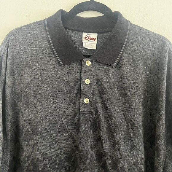Vintage 90s Disney Store Mickey Mouse Argyle Grey Short Sleeve Polo Shirt XL - Picture 6 of 12